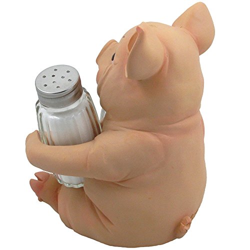 Farmhouse Pig Salt and Pepper Shaker Set with Holder - Rustic Kitchen Decor