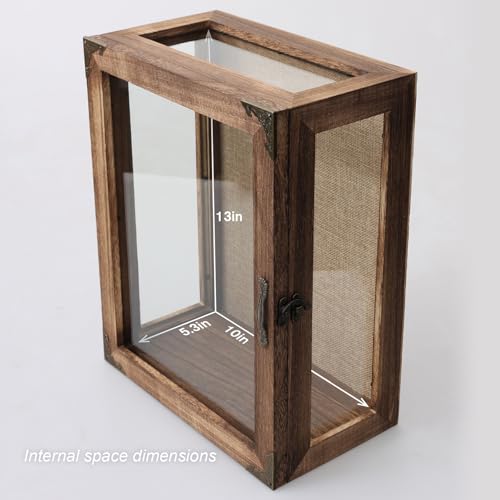 11x14 Deep Shadow Box Display Case with Glass Sides - 6.2 Inch Depth Wood