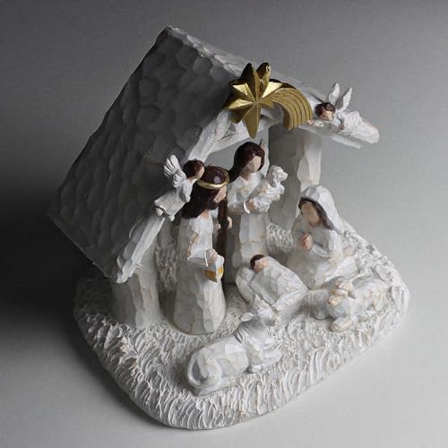 8-Piece Nativity Scene Set with LED Lights for Indoor Christmas Decor