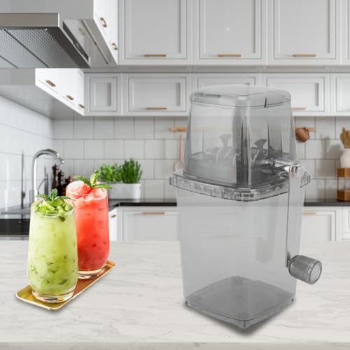 Leopacat Gray Portable Hand Crank Ice Crusher - Manual Ice Shaver for Home & Bar