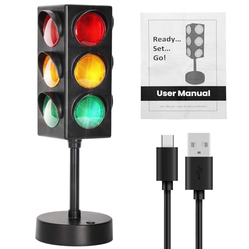 11-Inch Traffic Light Desk Lamp with 8 Flashing Modes for Room Decor
