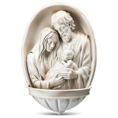 Fumete Holy Water Font Wall Hanging – Catholic Religious Resin Decor, 13x20cm