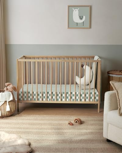 Blissful Diary Muslin Crib Sheets 2 Pack - Sage Checkerboard 28x52