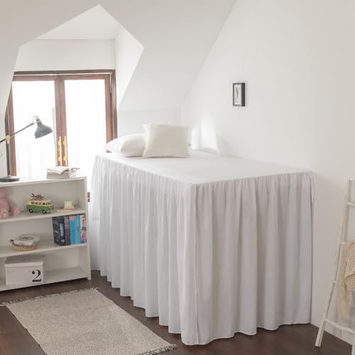 Twin XL Dorm Bed Skirt - 32 Inch Drop Extra Long Split Corner Ruffle