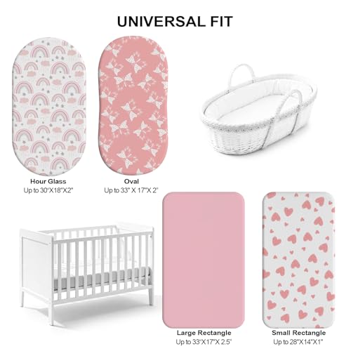 Fitted Bassinet Sheets 4-Pack - Soft Microfiber 32" x 16" (Pink)