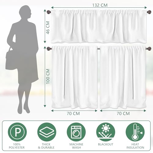 3-Piece Spring Kitchen Curtain Set with Valance & Tiers