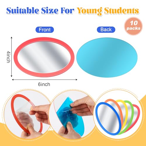 10 Pcs Small Oval Acrylic Mirrors, 4 x 6 Inch Shatterproof Craft Mirrors