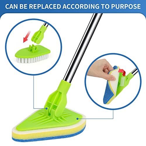 Extendable Shower Scrubber Brush with 37" Long Handle & 4 Cleaning Heads