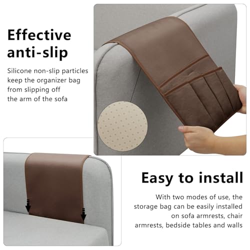 Armchair Remote Control Holder with 5 Pockets, Non-Slip Couch Caddy Organizer
