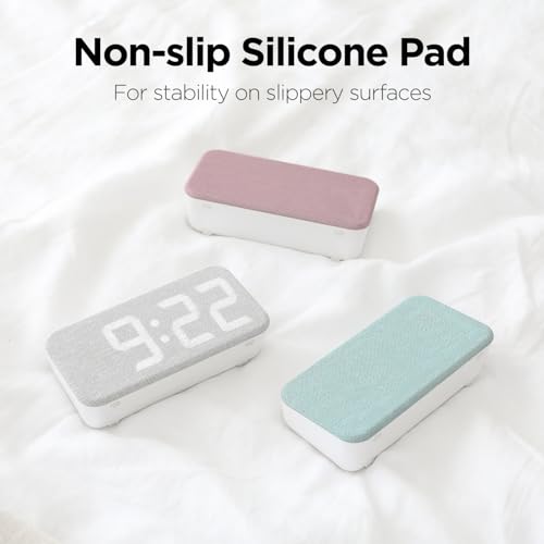Fabric LED Digital Alarm Clock with Temperature Display & USB Charger