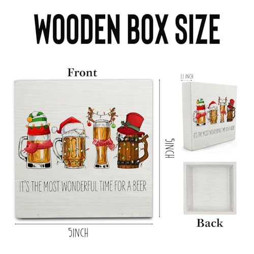 Christmas Wooden Beer Sign - Holiday Beer Lover Decor for Home & Office
