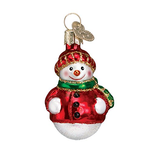 Mini Snowman Glass Christmas Ornaments, Set of 6 Hand-Painted Decorations
