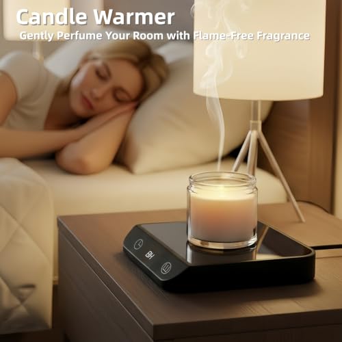 MADCKDEDRT Black 2-in-1 Coffee & Candle Warmer, Electric Desk Mug & Candle Heater
