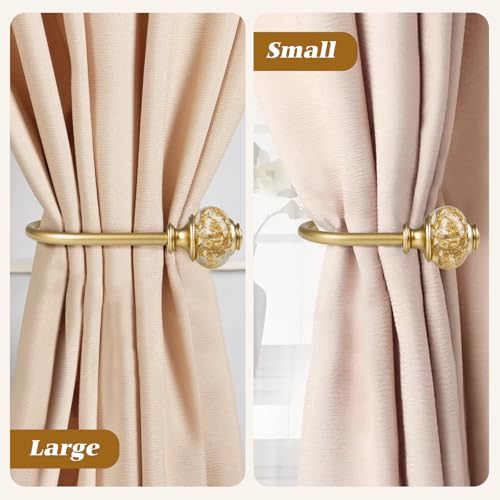 Gold Crystal Curtain Holdbacks - Decorative Wall Mounted Drapery Tiebacks