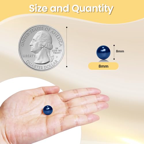Navy Blue Vase Filler Pearl Beads - 8mm No Hole Faux Pearls (1400 Pcs)