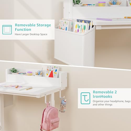 Height Adjustable Kids Desk and Chair Set with Storage for Study and Homework