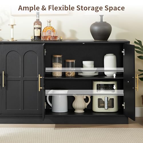 66.5" Modern Sideboard Buffet Cabinet with Arched Doors and Adjustable Shelves