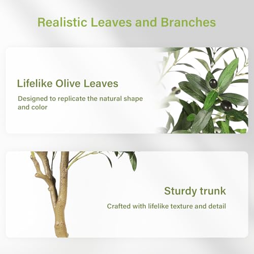 7ft Artificial Olive Tree with Planter - Realistic Faux Plant for Home Decor