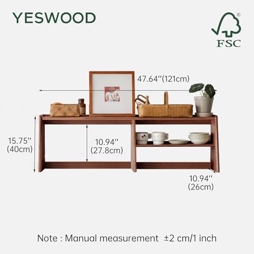 Solid Beech Wood Kitchen Countertop Hutch Organizer with Pegboard, 47.6 Inch