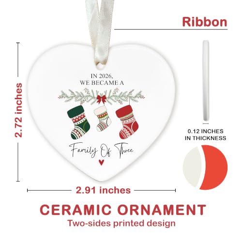 Family of 3 Christmas Ornament - First Christmas for New Mom & Dad - Pawzity