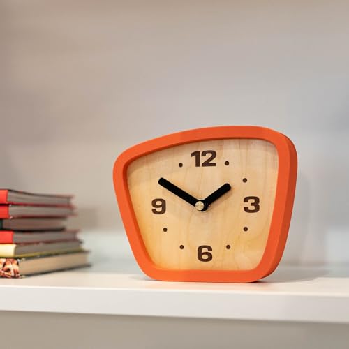 Mid-Century Modern Desk Clock – Silent Analog Table Clock for Home Decor