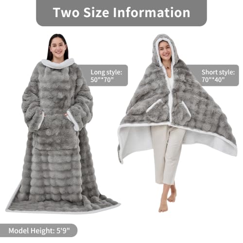 IFNOW Wearable Blanket with Sleeves for Women, Oversized Snuggle Robe - Lightgrey-4070