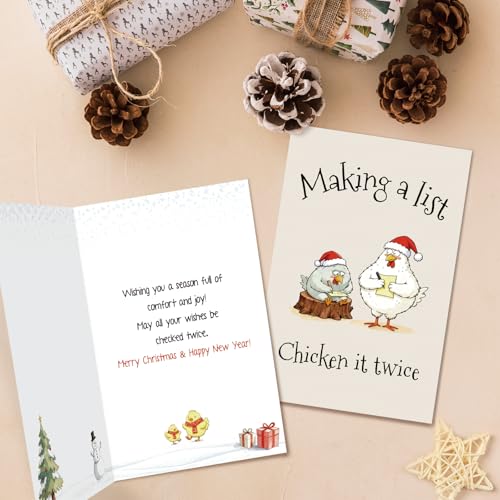 Nchigedy Cute Chicken Christmas Card - Variation #2, Funny Holiday Card for Family