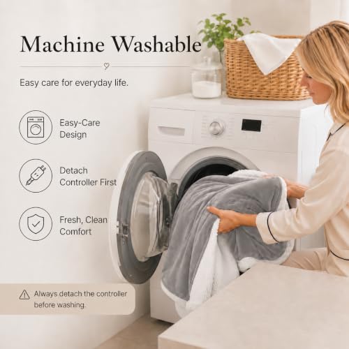 Electric Heated Blanket Full Size 72"x84" - Light Gray, ETL Certified