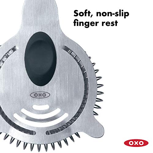 OXO Steel Cocktail Strainer with Short Handle & Finger Rest - Bar Tool