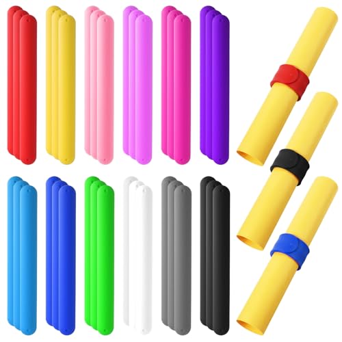 Silicone Wrapping Paper Roll Holder Clips 36 Pcs Steel-Reinforced Snap Bands