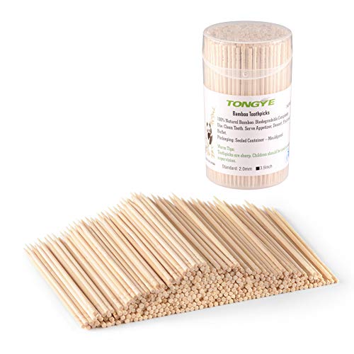 340 Pack Bamboo Toothpicks 3.5 Inch Long Food-Grade Skewers for Appetizers & Cocktails