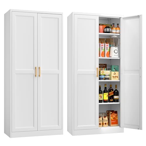 71-Inch Tall Metal Kitchen Pantry Cabinet with 4 Adjustable Shelves