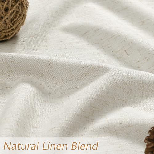 100% Blackout Linen Curtains 84 Inch - Thermal Insulated 2 Panel Set