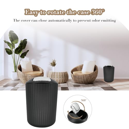 10-Piece Black Bathroom Accessory Set with Shower Curtain and Trash Can