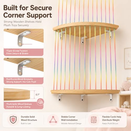 2-Tier Corner Stuffed Animal Hammock, Adjustable Toy Storage Organizer