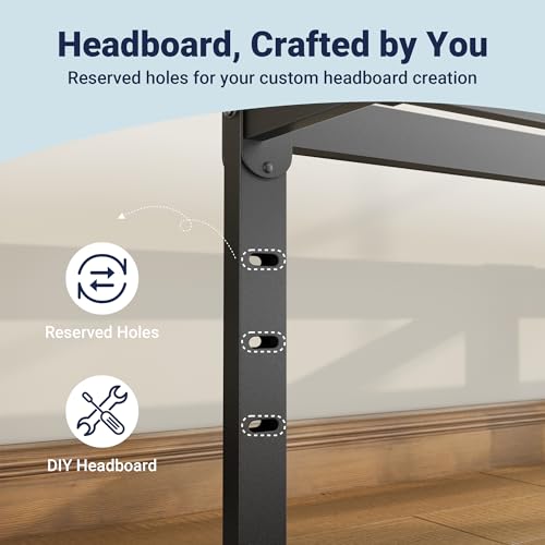 Queen Metal Platform Bed Frame - 14 Inch Heavy Duty Base with Storage