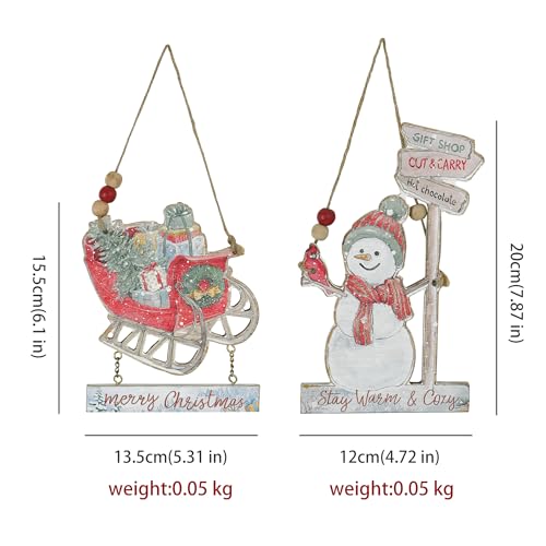 White 2-Pack Christmas Wreath Door Sign Hanging Wall Decor for Holiday Season
