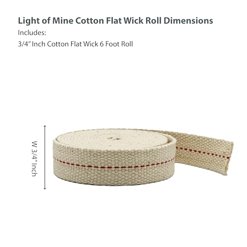 3/4" Cotton Oil Lamp Wick - 6 Foot Roll for Lanterns & Hurricane Lamps
