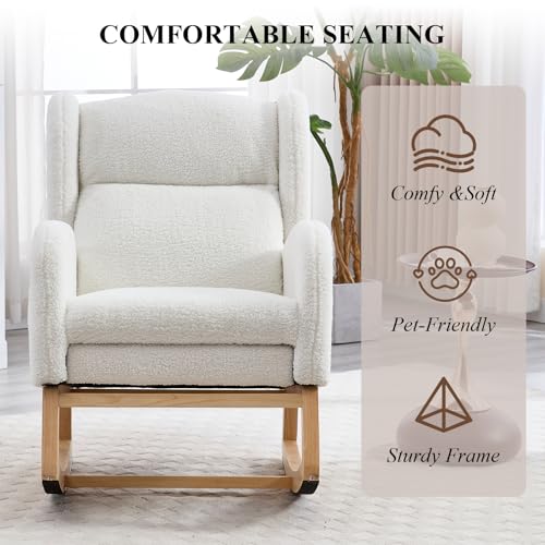 Teddy Upholstered Nursery Rocking Chair with Adjustable Footrest