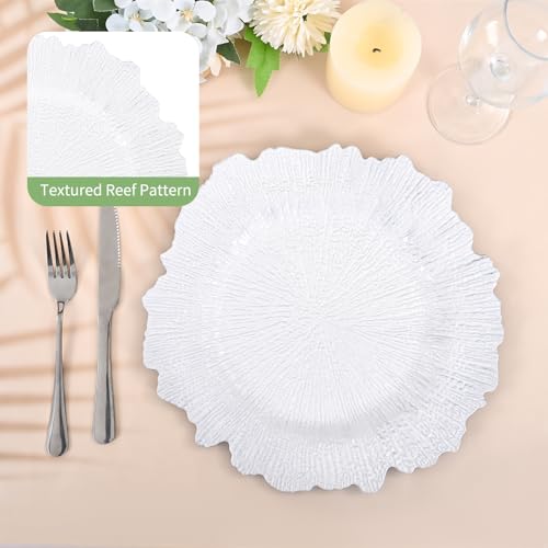 White 50 Pcs 13 Inch Reef Charger Plates Bulk - Elegant Decorative Tableware