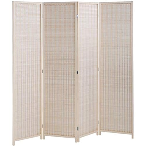4-Panel Bamboo Folding Room Divider, 6ft Portable Privacy Screen