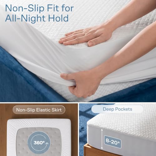 Waterproof Queen Mattress Protector - Cooling Viscose Bamboo Cover