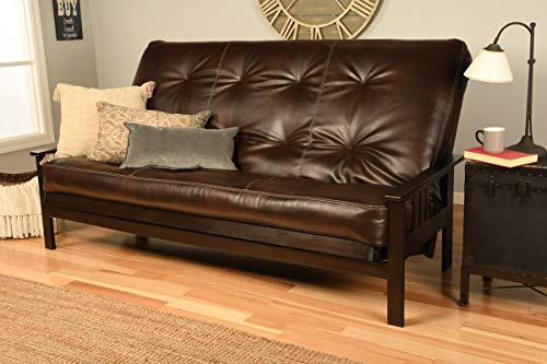 Monterey Queen-Size Futon Sofa with Mattress, Espresso Hardwood Frame
