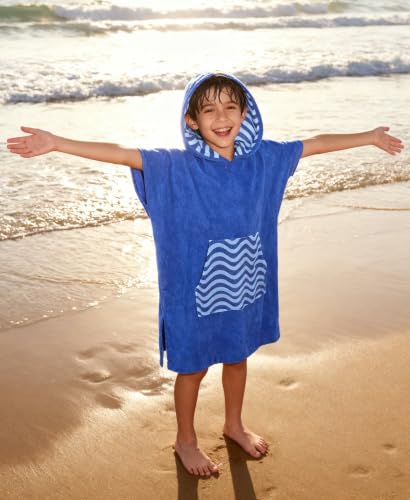 Kids Hooded Beach Towel Poncho - Soft Microfiber Swim Changing Robe