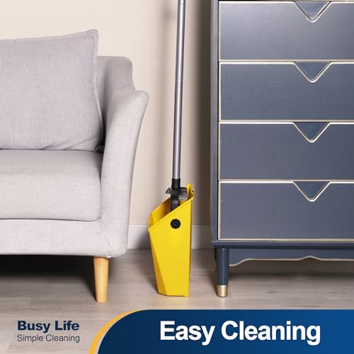 Heavy-Duty Upright Commercial Dustpan with Comb - 42.5" Long Handle