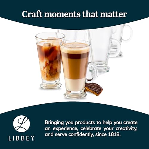 Libbey Catalina Irish Coffee Mugs Set of 6 - 9oz Clear Glass Cappuccino Cups