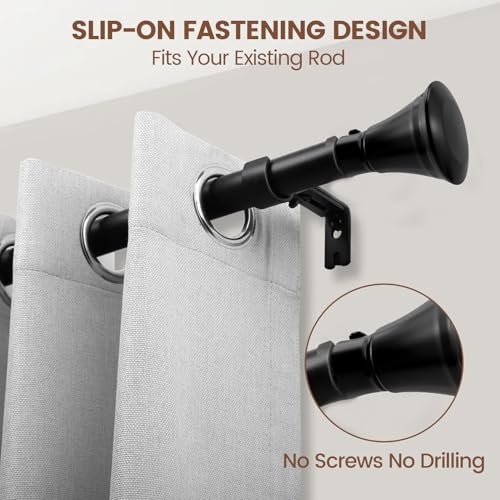 4-Pack Decorative Curtain Rod Finials for 22mm Rods - Black Iron End Caps