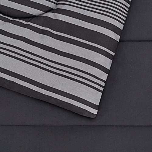 5-Piece Lightweight Microfiber Comforter & Sheet Set, Gray Striped Twin/Twin XL