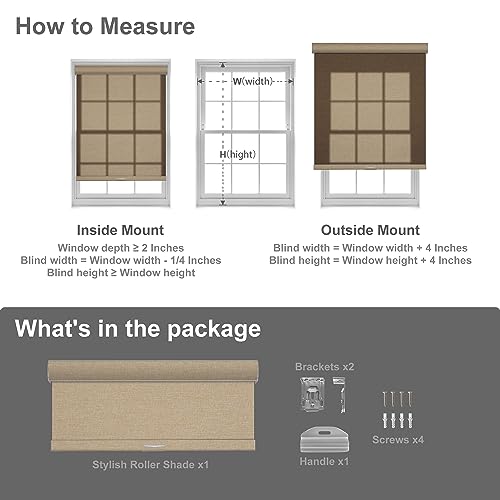 Custom Beige Blackout Roller Shades - Cordless Linen Fabric