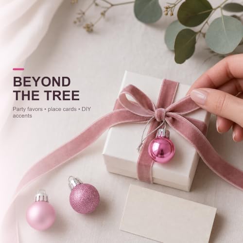 Pink Mini Christmas Ornaments Pack of 24 - 1.18 Inch Shatterproof Holiday Decor